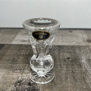 Vintage Hand Cut Full Lead Crystal Miniature Vase Floral Design Bohemia